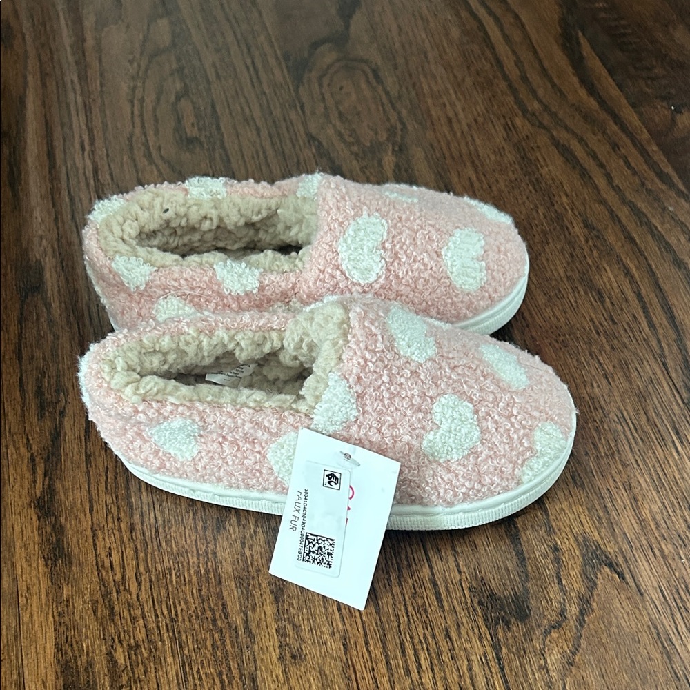 Pink and White Heart Slippers